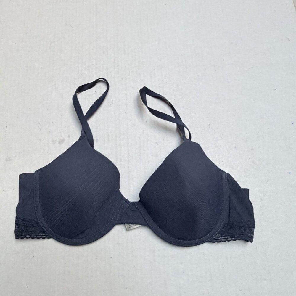 Lucky Brand Bra 36C Push Up Bra Blue Underwire Padded T‎ Shirt Smooth